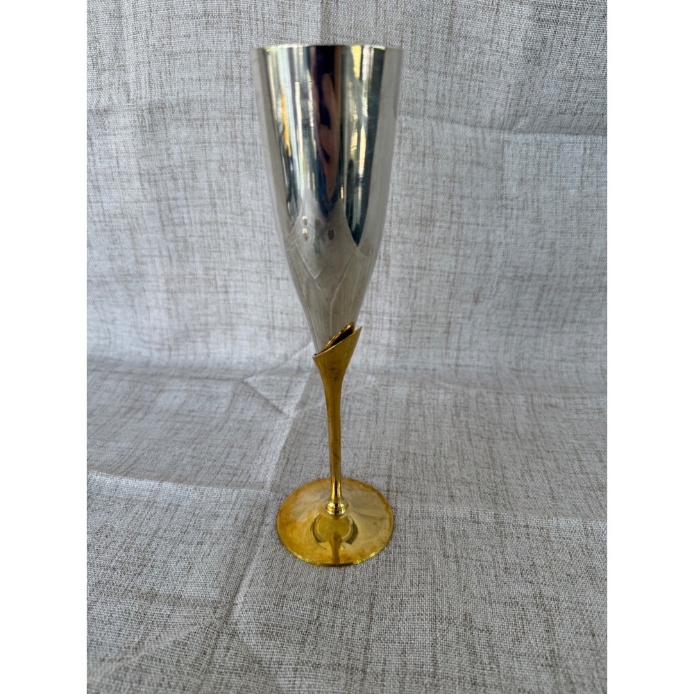 Champagne Flute Gold Silver Excellent Two-Tone Metal India